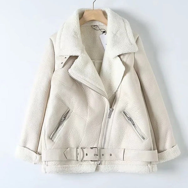 Daniela | Leather Jacket with Zipper Fur